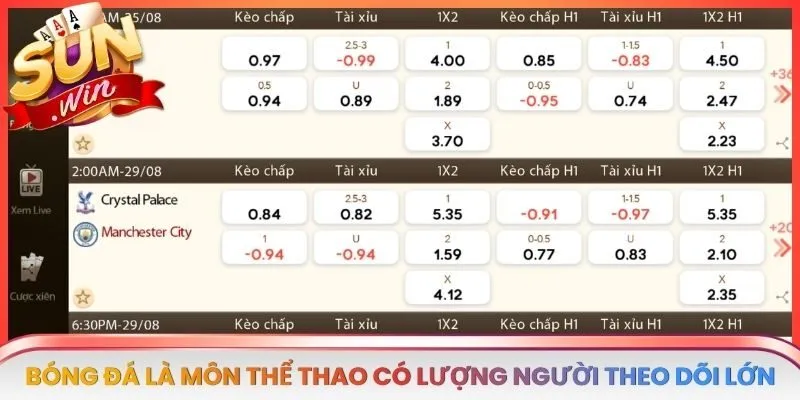 Bóng đá là môn thể thao có lượng người theo dõi lớn trên toàn cầu