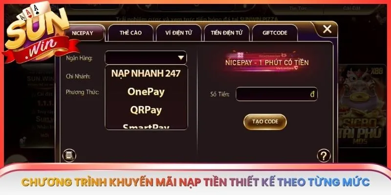 Chương trình khuyến mãi nạp tiền thường được thiết kế theo từng mức