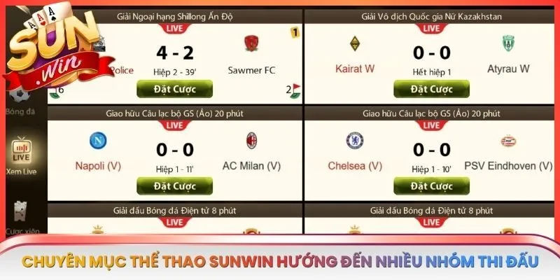 Chuyên mục thể thao SUNWIN hướng đến nhiều nhóm môn thi đấu khác nhau