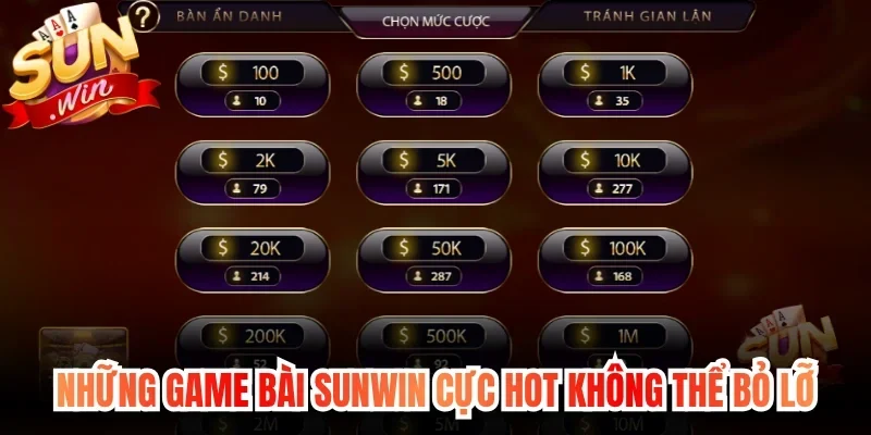 Những game bài Sunwin cực hot không thể bỏ lỡ