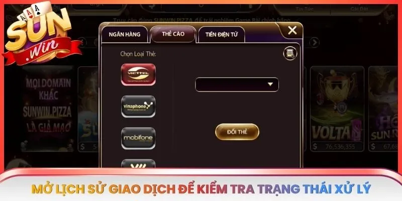 Mở lịch sử giao dịch để kiểm tra trạng thái xử lý sau khi gửi yêu cầu rút
