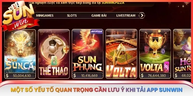 Một số yếu tố quan trọng cần lưu ý khi tải app SUNWIN