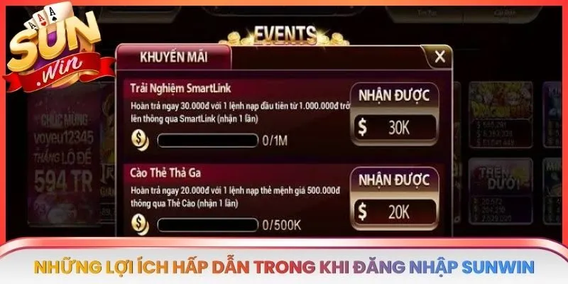 Những lợi ích hấp dẫn trong khi đăng nhập SUNWIN