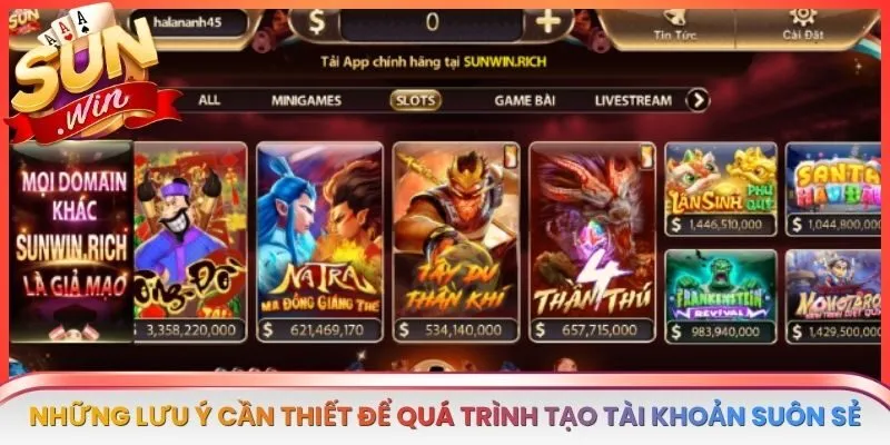 Những lưu ý cần thiết để quá trình tạo tài khoản SUNWIN được diễn ra suôn sẻ