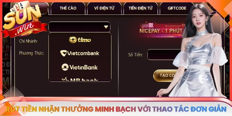 Rút tiền nhận thưởng minh bạch, rõ ràng với vài thao tác đơn giản