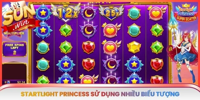 Startlight Princess sử dụng nhiều biểu tượng với hình ảnh khác nhau